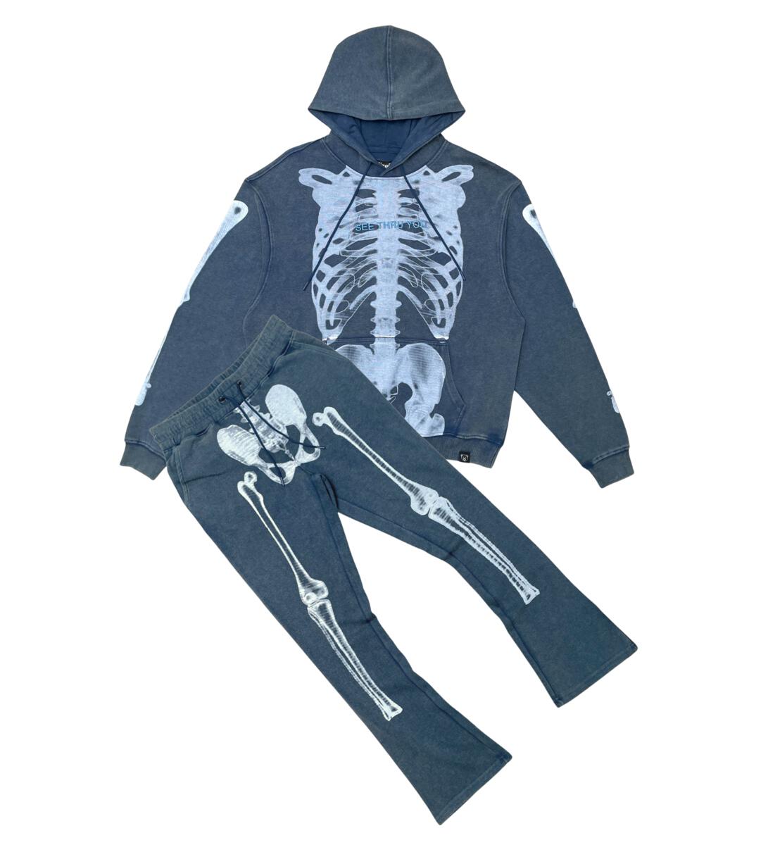 Civilized Anatomy Skinny Stacked Sweatsuit (Navy)