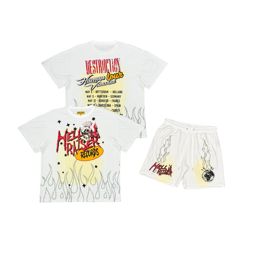 Civilized Hell Raiser T-shirt & Matching Short Set (White)
