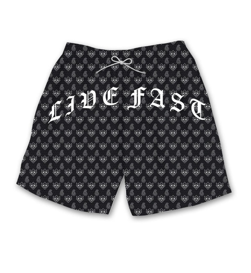 27 Club Live Fast Paisley Mesh Shorts