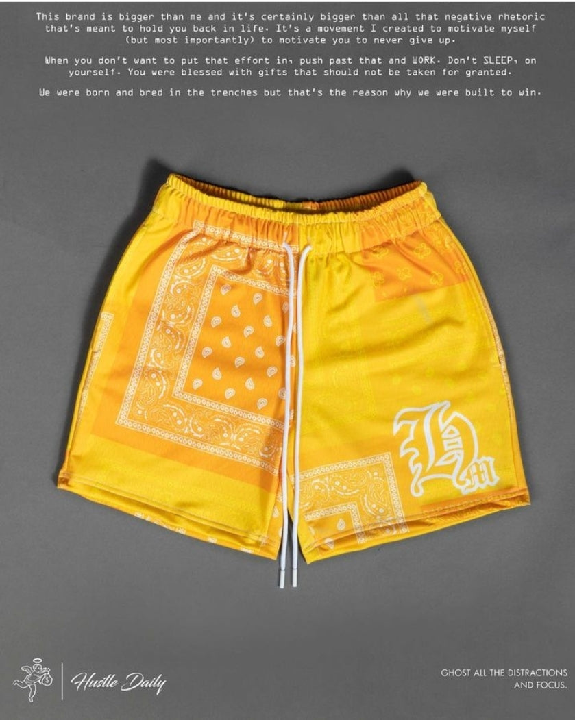 Hasta Muerte Bandana Paisley Mesh Shorts (Thunder Yellow)
