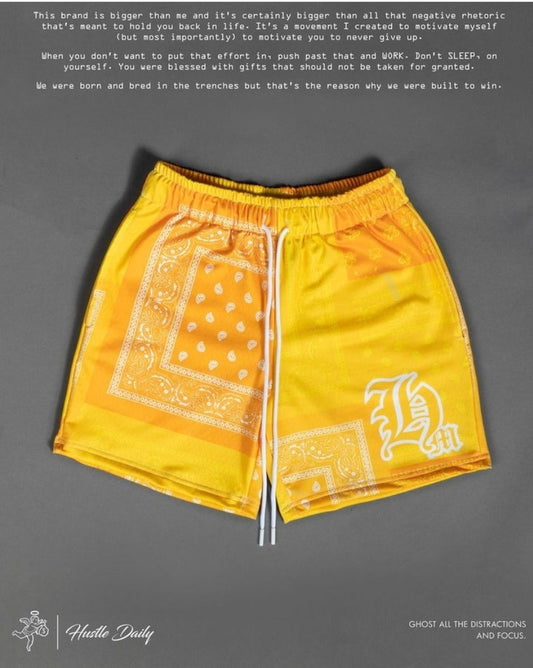 Hasta Muerte Bandana Paisley Mesh Shorts (Thunder Yellow)