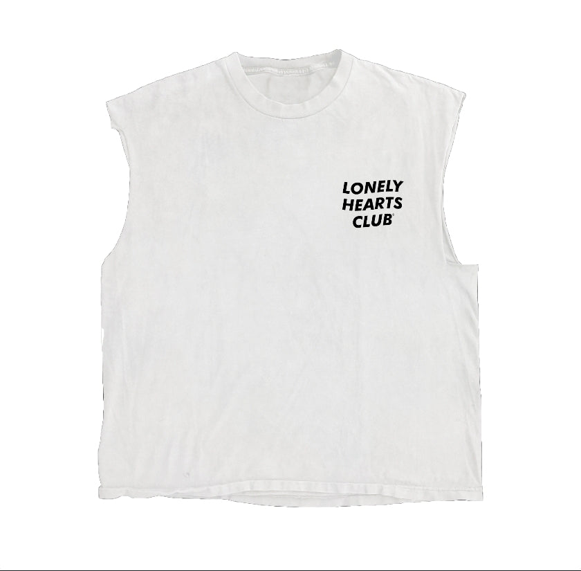 Lonely Hearts Club Nobody Cares Sleeveless T-shirt (Off White)