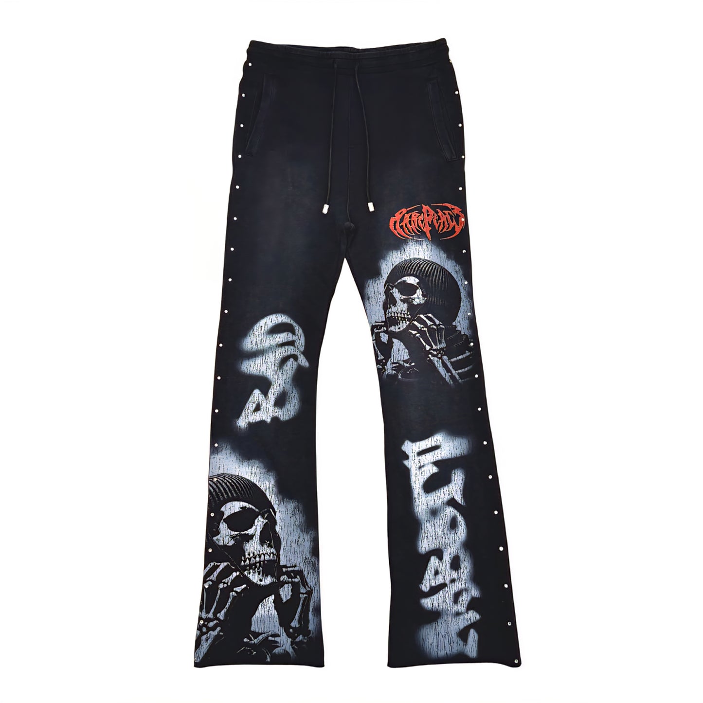 Rare Peace Bad Habits Washed F. Terry Stacked Jogger w/ Side Rhinestones