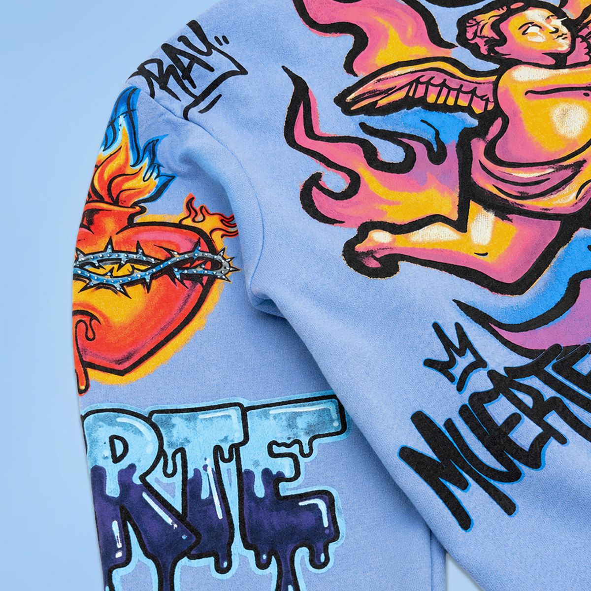 Hasta Muerte All Over Print With Rhinestones Hoodie