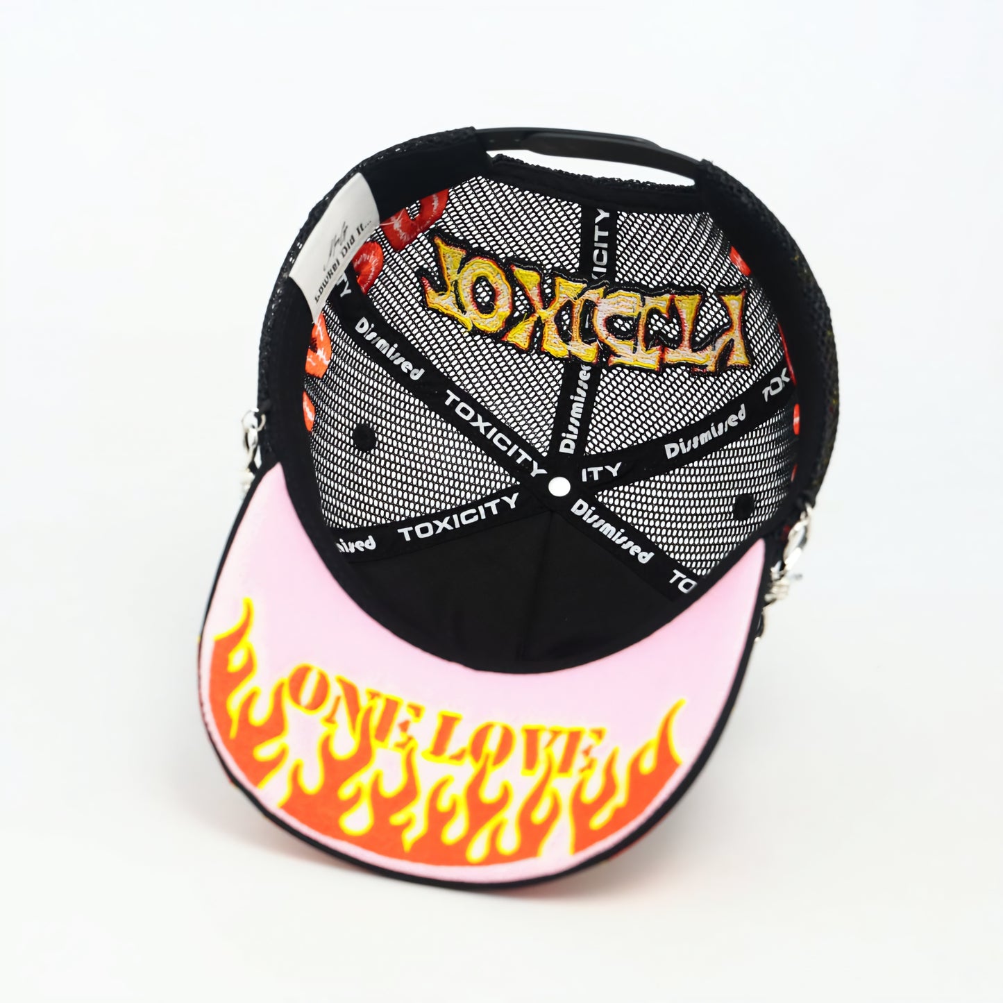 Toxicity Love Hard Rhinestone Barb Wire Trucker Hat