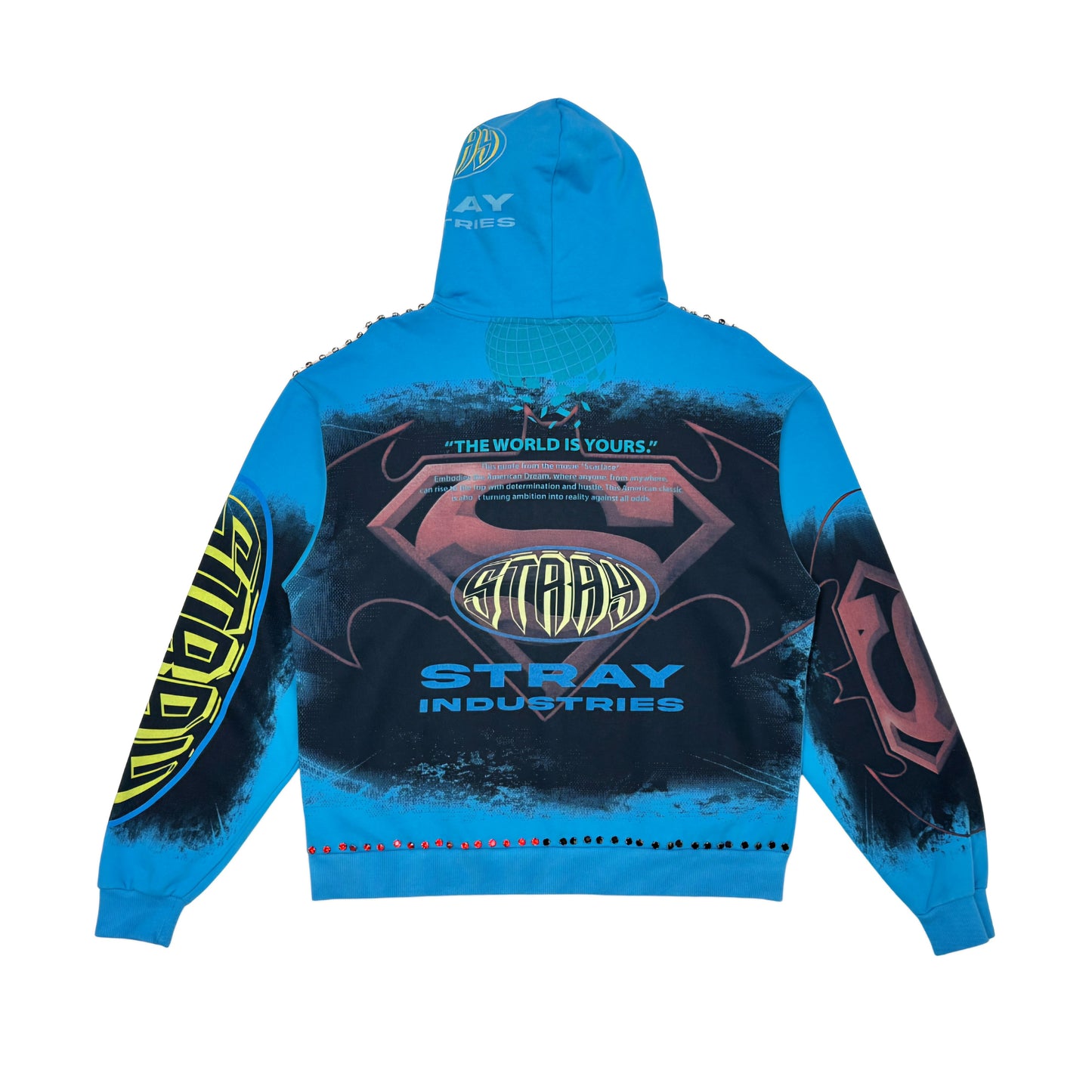 Stray Batman VS Superman Rhinestone Full Zip Premium Hoodie