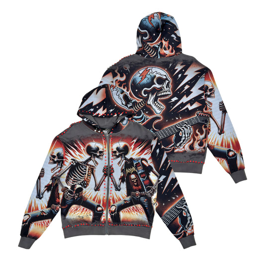 Stray Rock Your World Rhinestone Full Zip Premium Hoodie