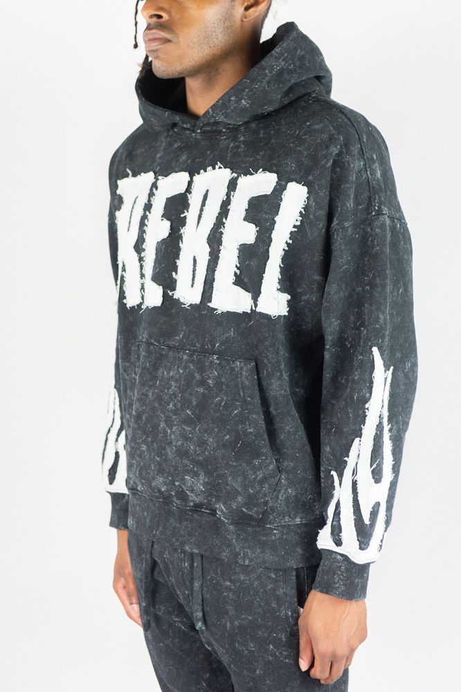 Rebel Minds Flames Acid Wash Hoodie