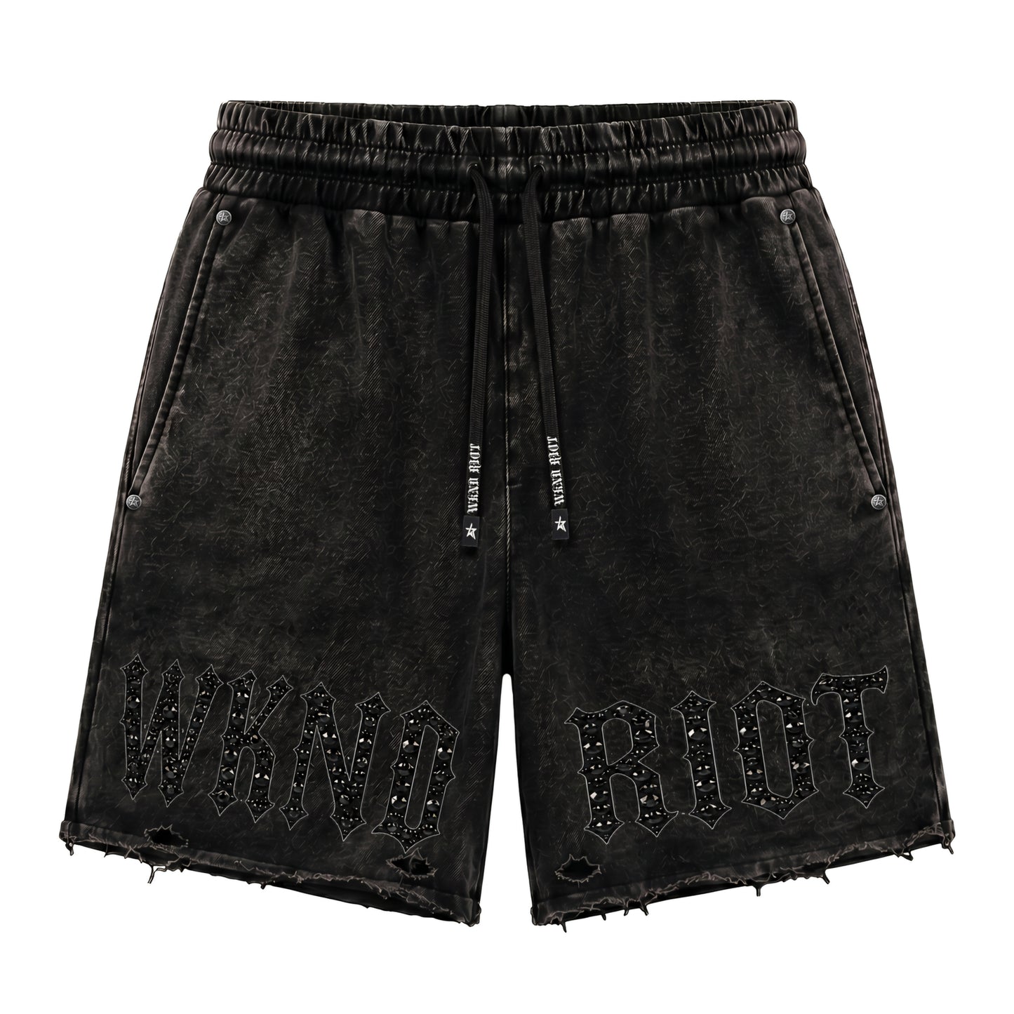 Wknd Riot Ak-47 Luxury Sweat Shorts With Black Rhinestones