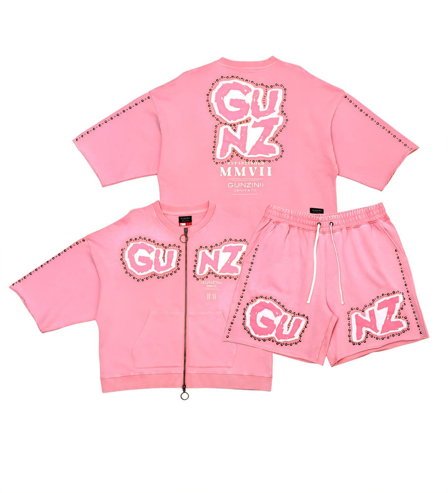 Gunzini Bet On Yourself Full Zip Tshirt Cropped T-shirt & Matching Shorts