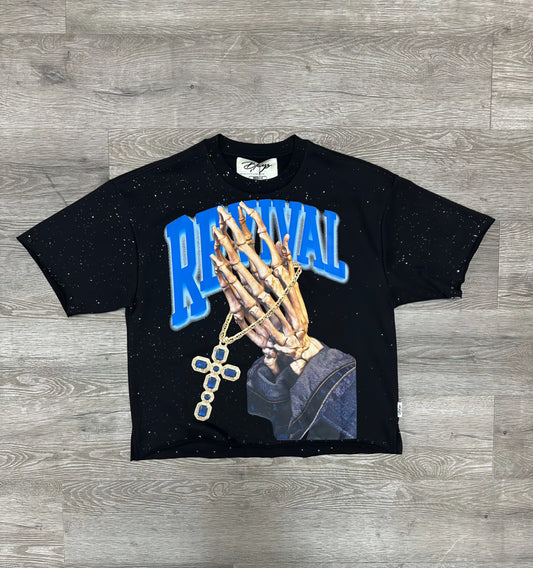 Black Keys Revival  VVS Rhinestone Cropped T-shirt (Black)