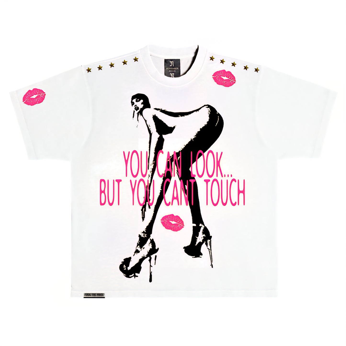 November Reine Look But Don't Touch Luxury Heavyweight T-shirt With Rhinestones