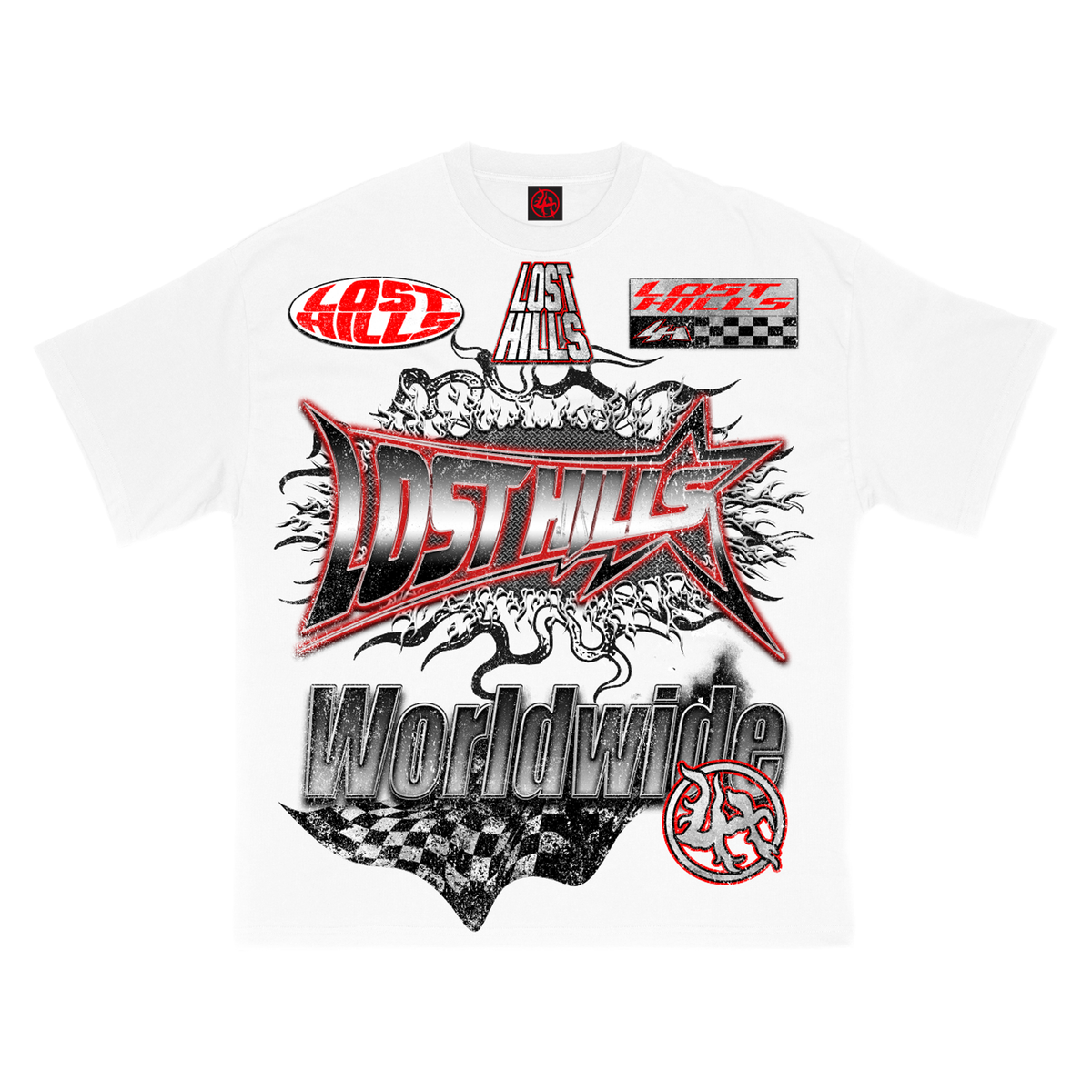 Lost In The Hills Racing Worldwide Heavyweight Rhinestone T-shirt