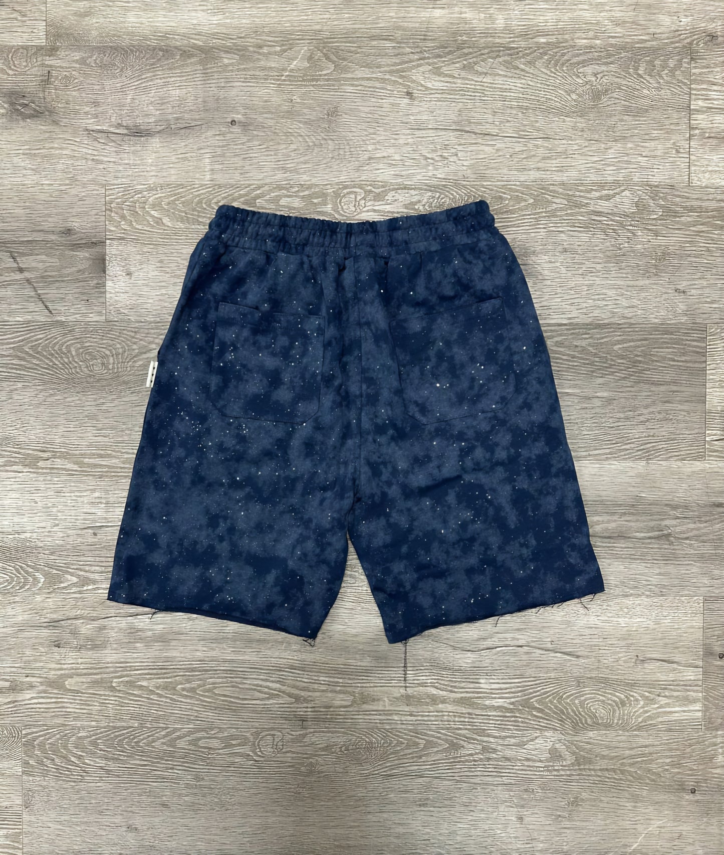 Bkys Rhinestone French Terry Shorts Acid Wash Navy