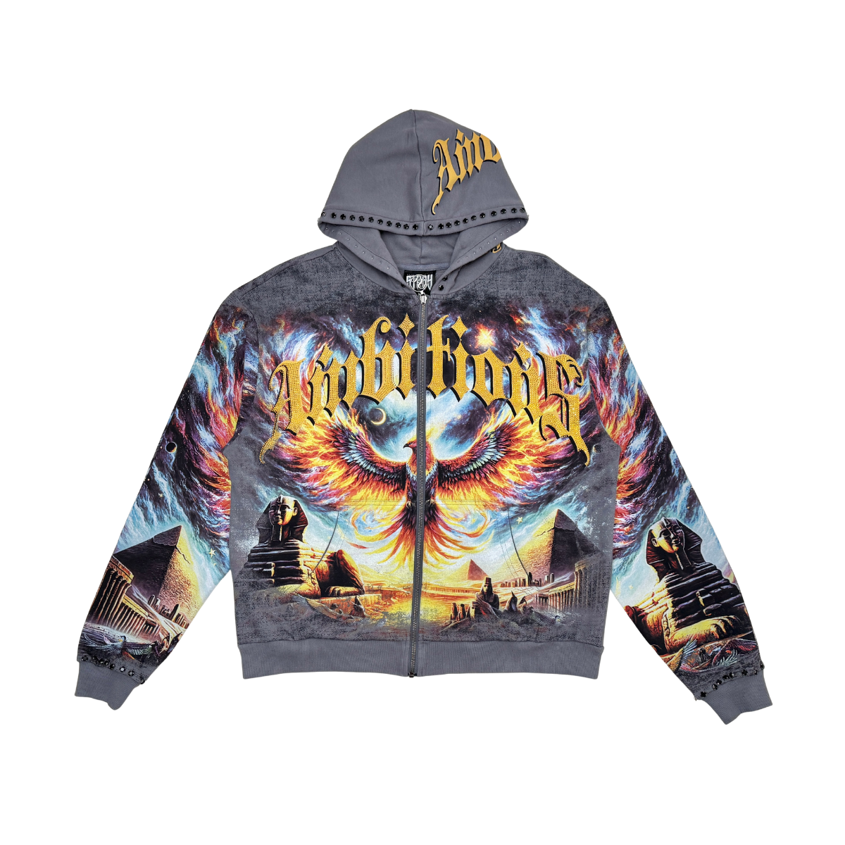 Stray Phoenix Ambitions Rhinestone Full Zip Premium Hoodie