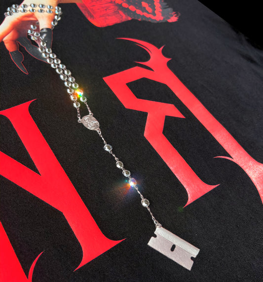 November Reine Razor Luxury Heavyweight T-shirt With Rhinestones