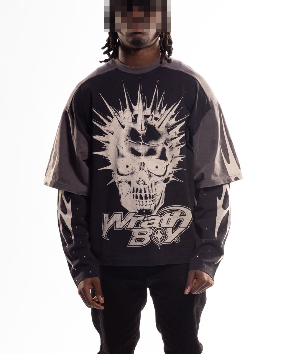 Wrathboy No Hard Feelings Rhinestone Long Sleeve T-shirt