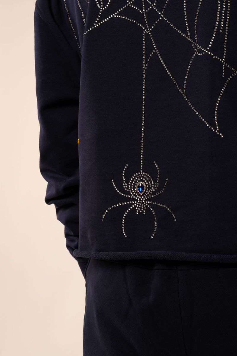 Vie Richie Venom Spider Rhinestone Hoodie (Navy)