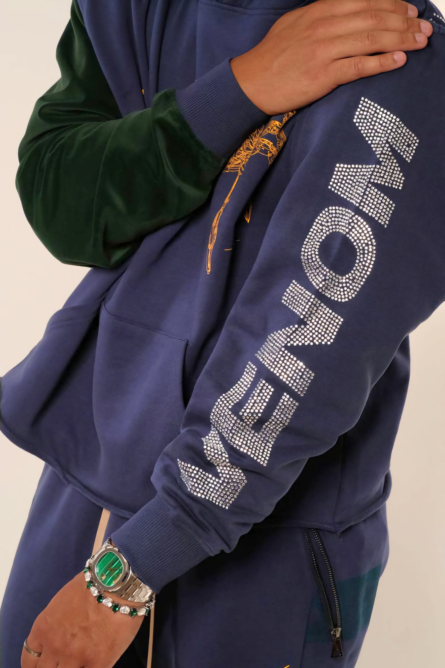 Vie Richie Venom Spider Rhinestone Hoodie (Navy)