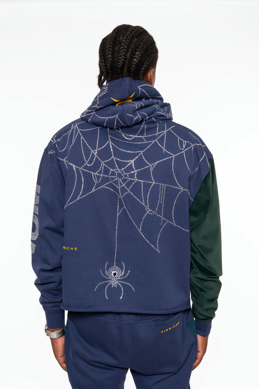 Vie Richie Venom Spider Rhinestone Hoodie (Navy)