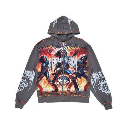 Stray A Bold Vision Rhinestone Full Zip Premium Hoodie