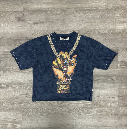 Black Keys Faith VVS Rhinestone Cropped T-shirt