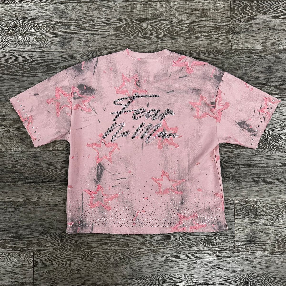 BKYS Fear No Man Rhinestone Cropped T-shirt (Pink)