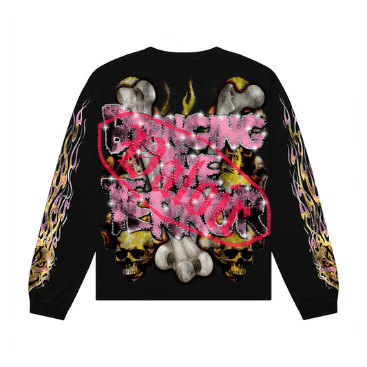 Valoir Disturbed Garment Dyed Heavyweight Rhinestone Long Sleeve