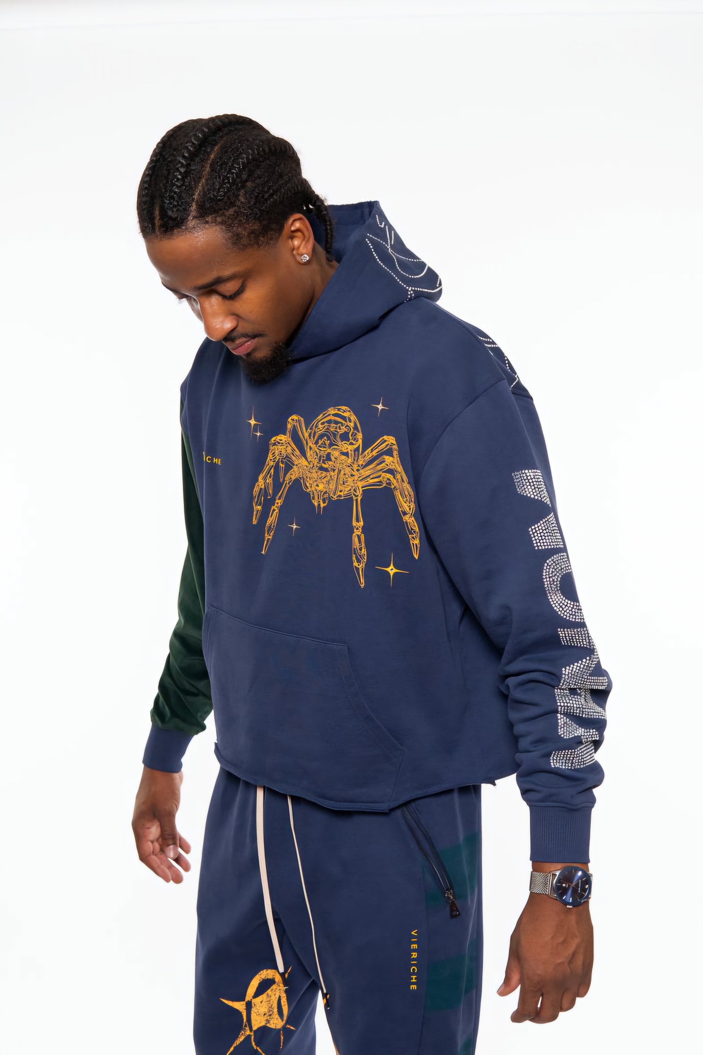 Vie Richie Venom Spider Rhinestone Hoodie (Navy)