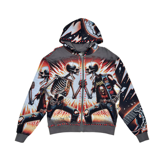 Stray Rock Your World Rhinestone Full Zip Premium Hoodie