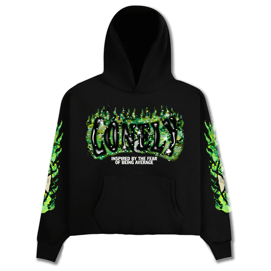 Lonely Hearts Club Slime Print Premium Cropped Rhinestone/Puff-Print Hoodie