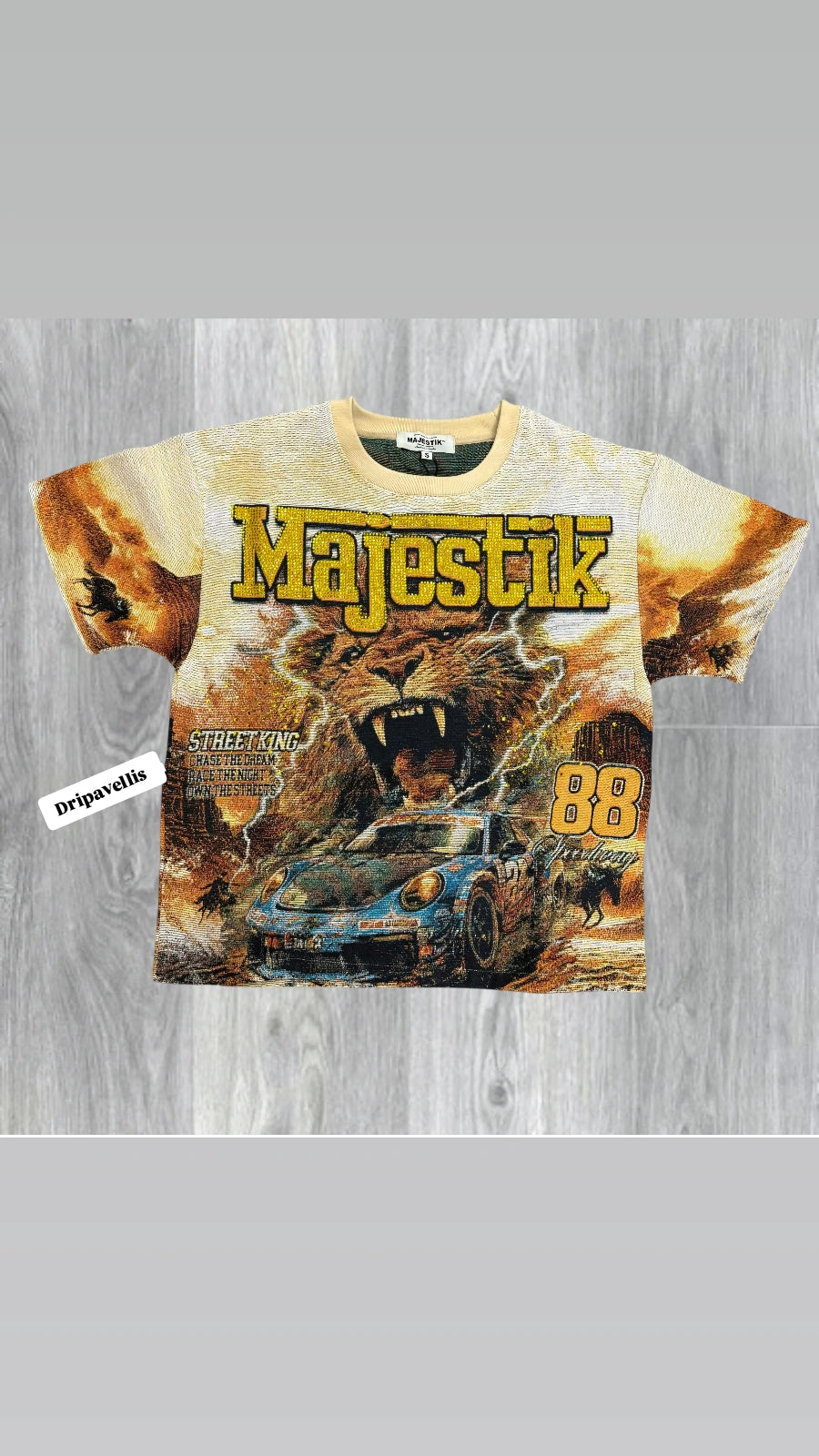 Majestik Street King Tapestry Rhinestone T-shirt