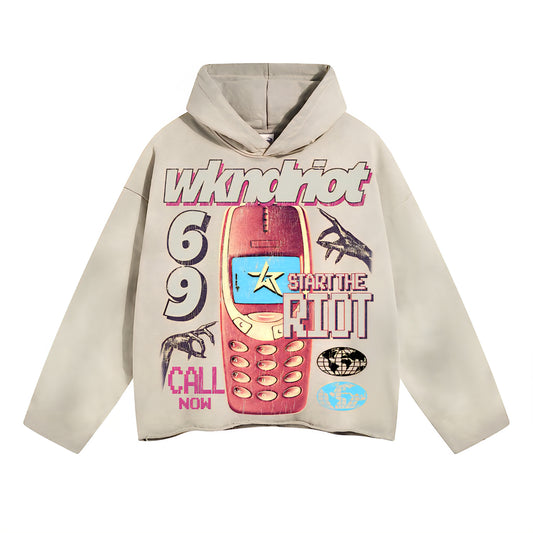 Wknd Riot Trapper Of The Year Cropped Hoodie Cream