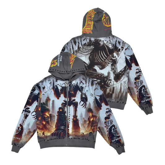 Stray Attack On Titan Rhinestone Full Zip Premium Hoodie