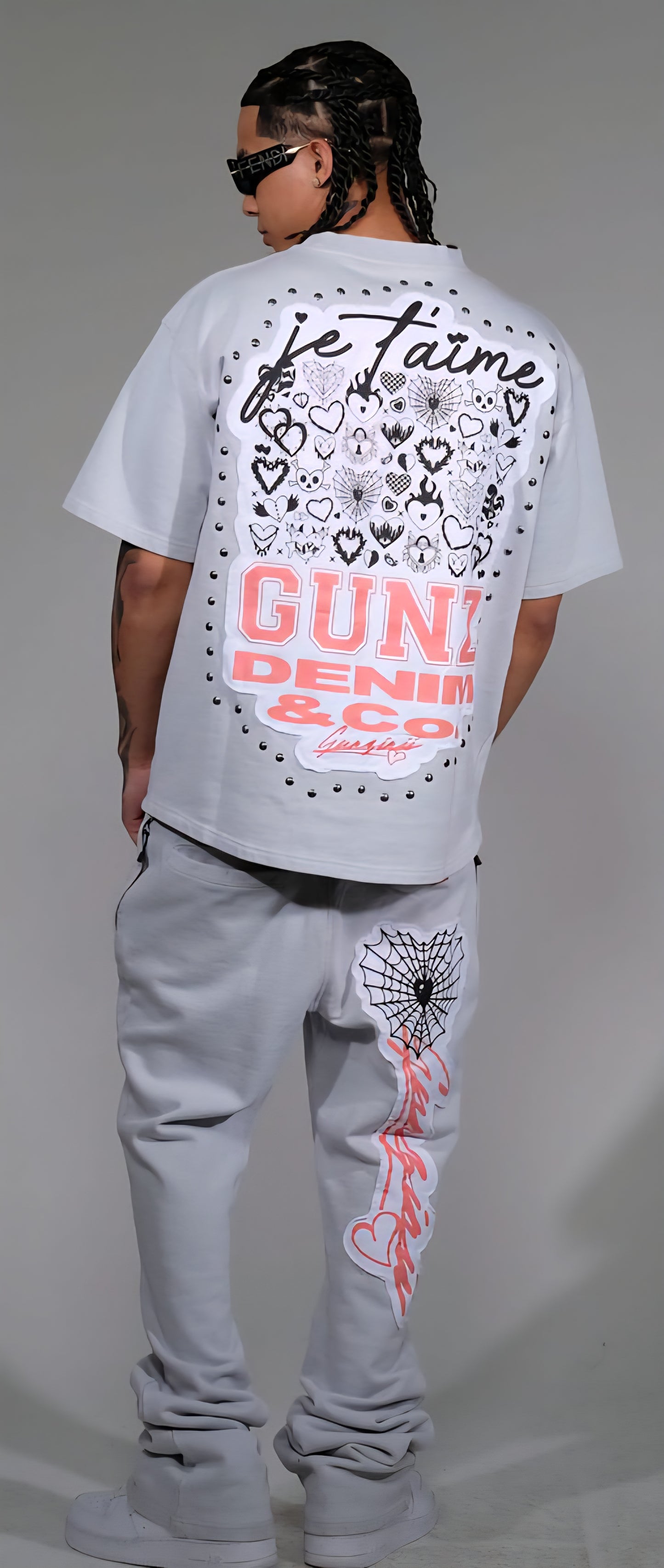 Gunzinii Web Of Love T-shirt & Matching Stacked Sweatpants