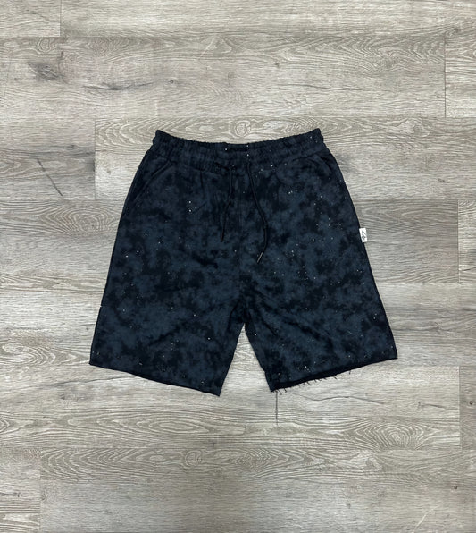 Bkys Rhinestone French Terry Shorts Acid Wash Black