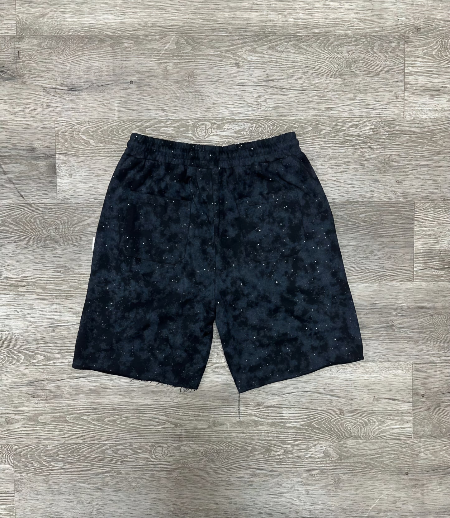 Bkys Rhinestone French Terry Shorts Acid Wash Black