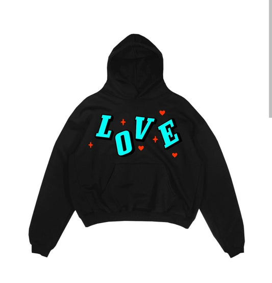 L.O.V.E Flamimg Skull Eyes Hoodie