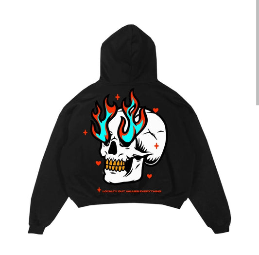 L.O.V.E Flamimg Skull Eyes Hoodie