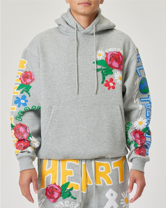 First Row Flower Puff Short Set (Heather)