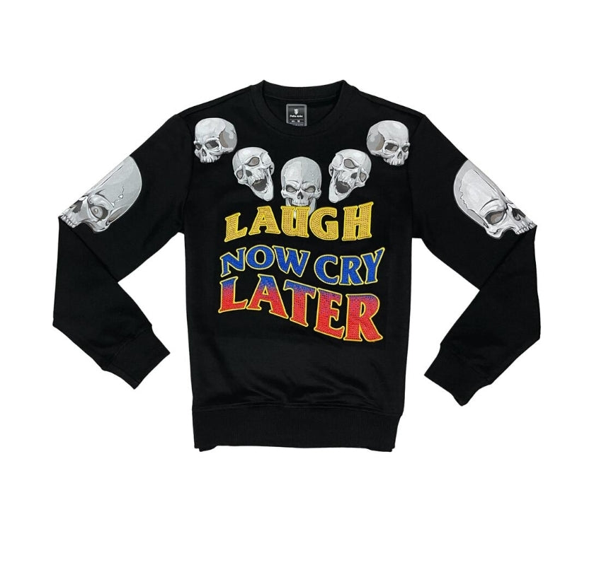 Motive Denim Laugh Now Cry Later Crew Neck