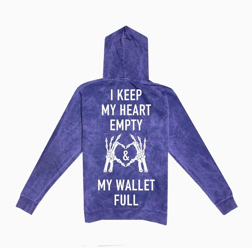 November Reine Empty Heart Acid Wash Hoodie