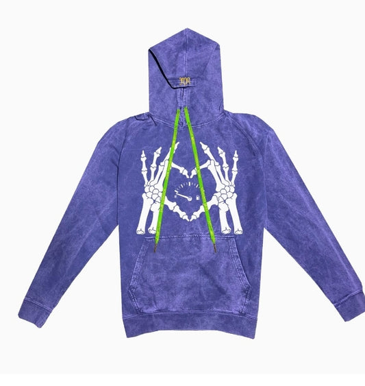 November Reine Empty Heart Acid Wash Hoodie