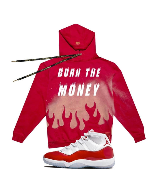 November Reine Burn The Money Hand Stencil Hoodie