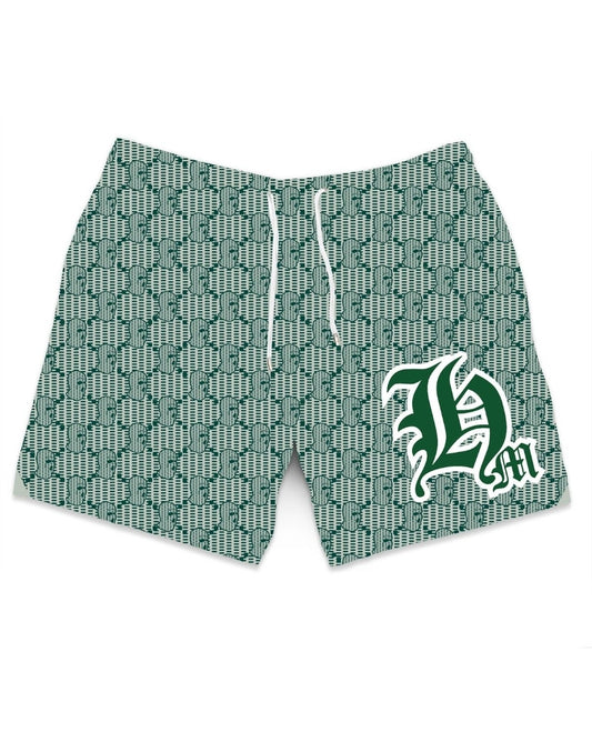 Hasta Muerte Green Ski Mask Pattern Shorts