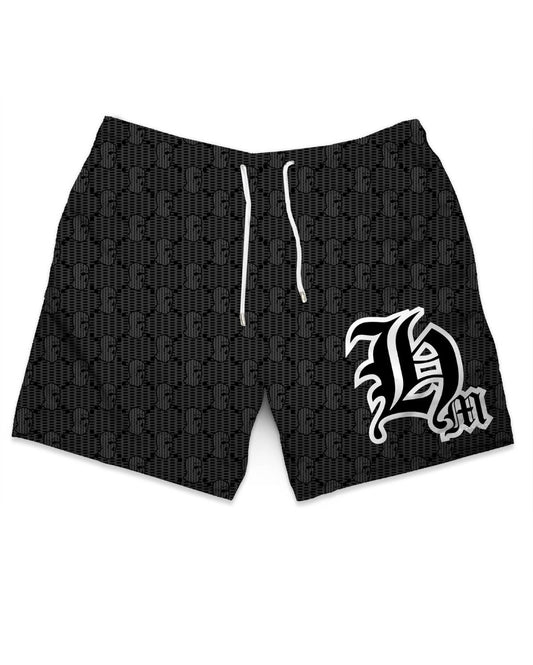 Hasta Muerte Black Ski Mask Pattern Shorts