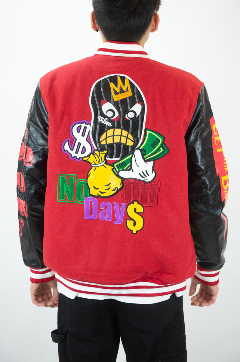 Rebel Minds No Days Off Varsity Jacket