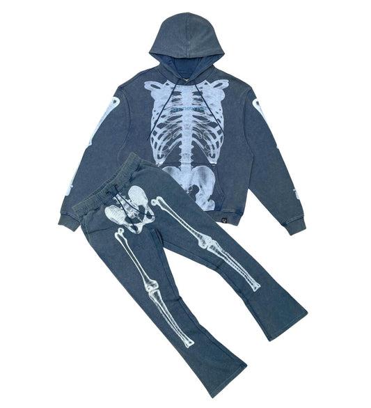 Civilized Anatomy Skinny Stacked Sweatsuit  (Navy)