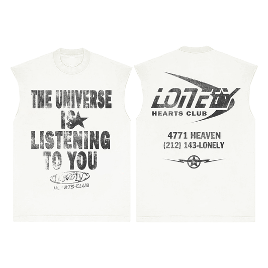 Lonely Hearts Club The Universe Sleeveless T-shirt (Off White)