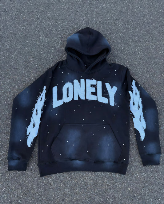 Lonely Hearts Club Distressed Rhinestone Hoodie